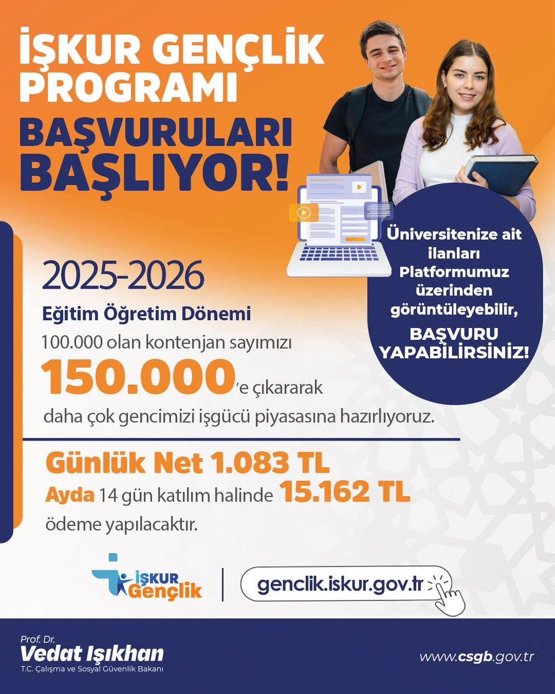 İŞKUR Gençlik Programı Başlıyor - Kontenjan 150 Bin