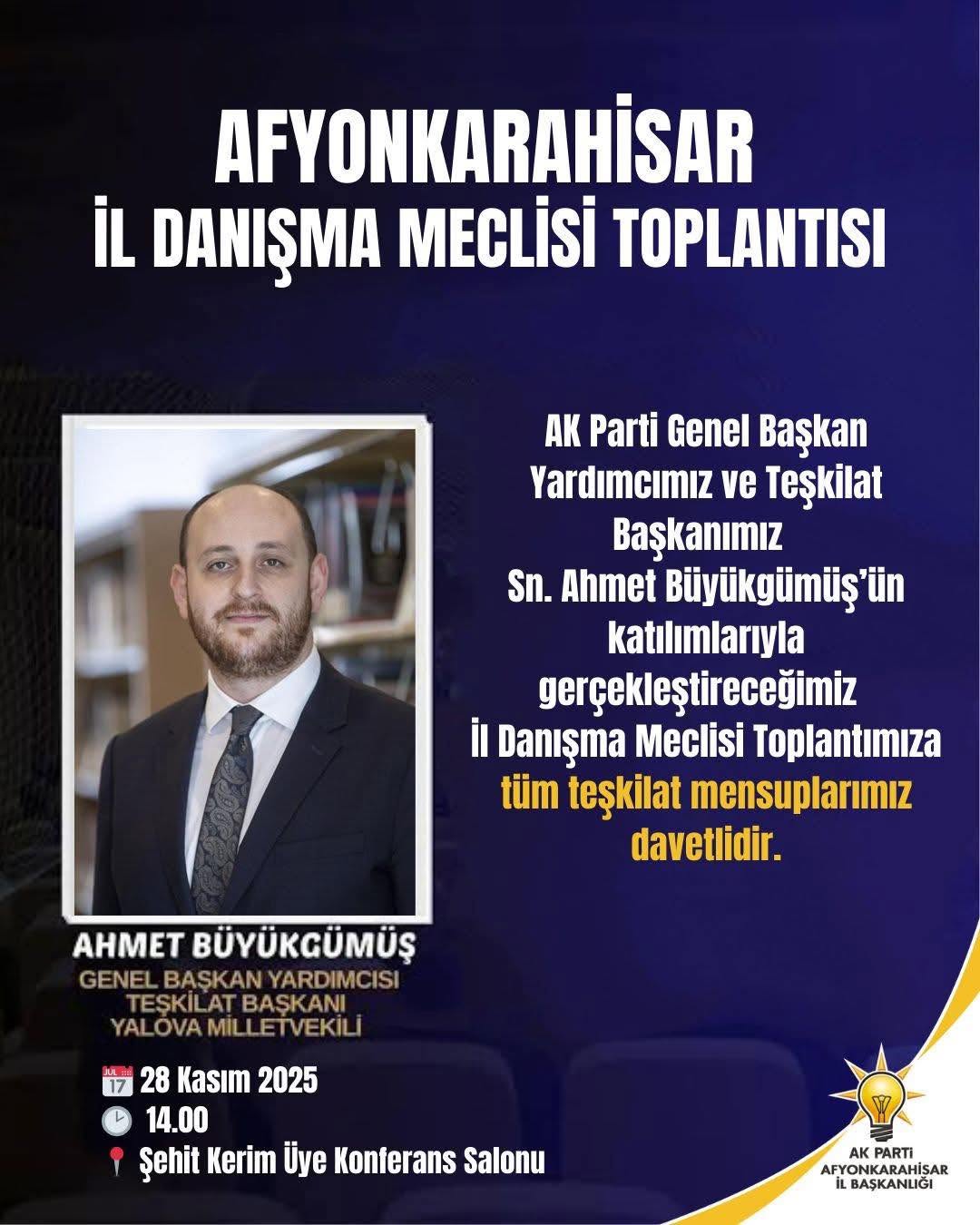 AK Parti Sandıklı İlçe Başkanlığı'ndan Danışma Meclisi Toplantısı Duyurusu