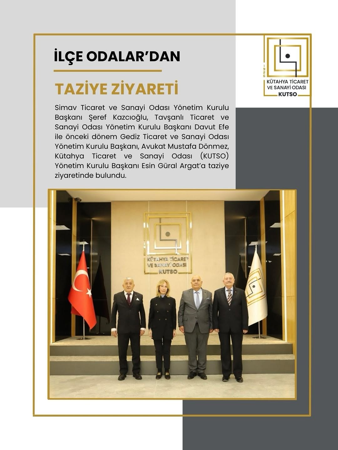 Kütahya Ticaret ve Sanayi Odası'na Taziye Ziyareti