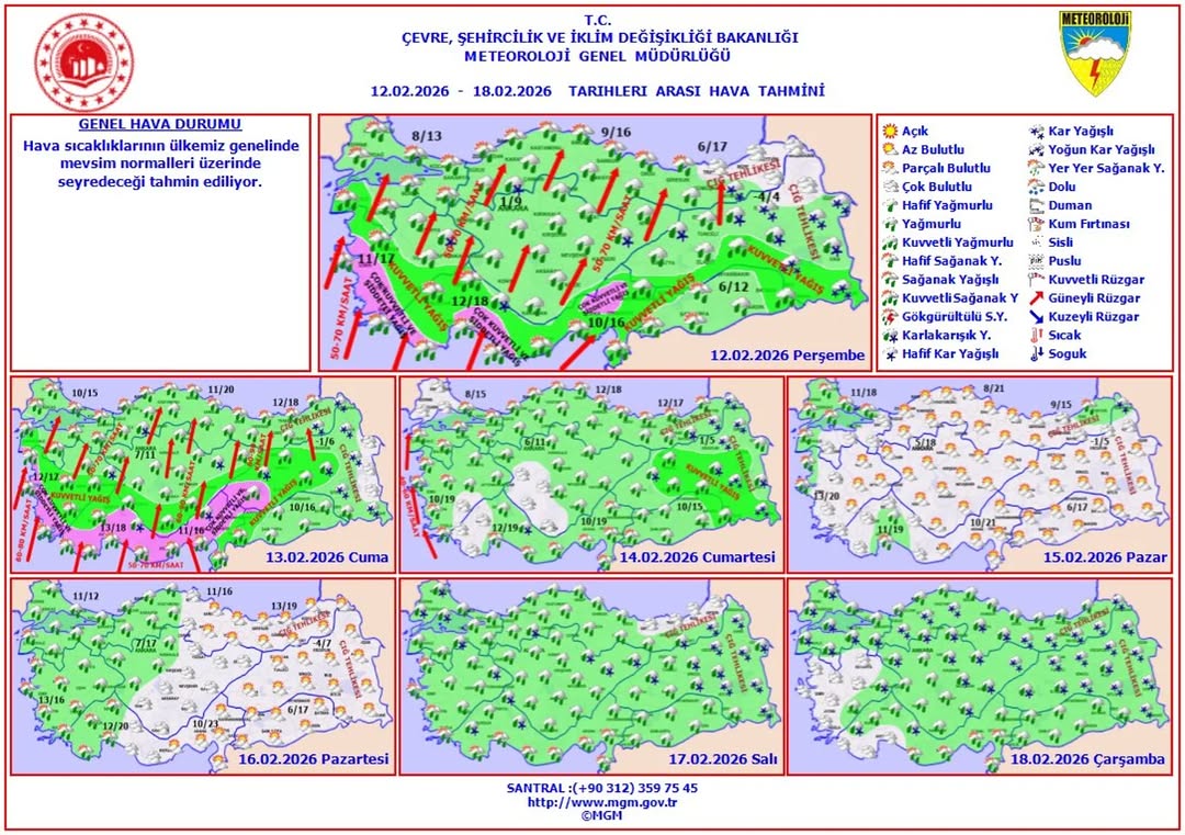 12 - 18 Şubat 2026 Haftalık Hava Tahmini