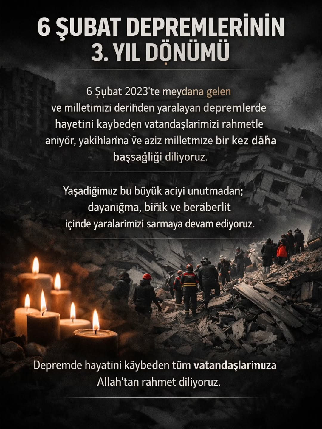 6 Şubat Depremlerinin 3. Yıl Dönümü: Ahmetpaşa Belediyesi'nden Anlamlı Paylaşım