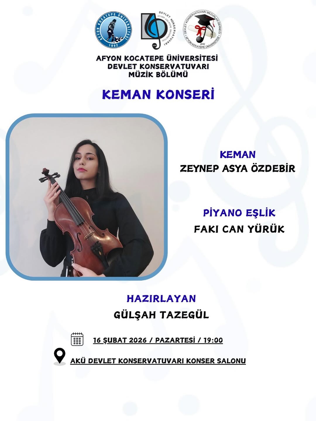 Afyon Kocatepe Üniversitesi'nde Bugün: Keman Konseri