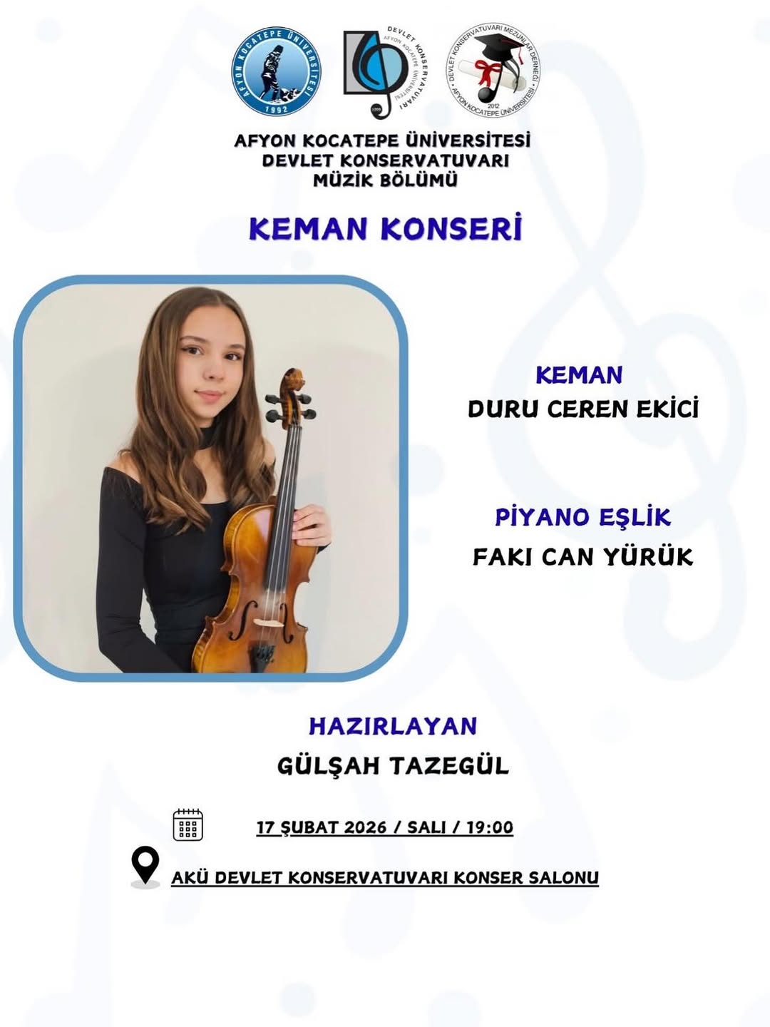 Afyon Kocatepe Üniversitesi'nde Bugün: Keman Konseri