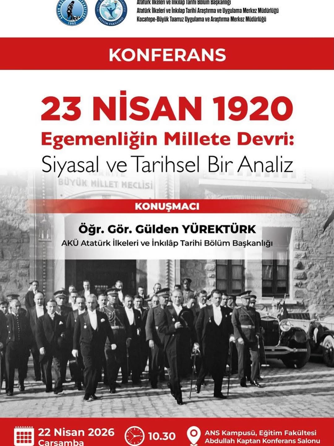 Afyon Kocatepe Üniversitesi'nden 23 Nisan Etkinliği: 'Egemenliğin Millete Devri'