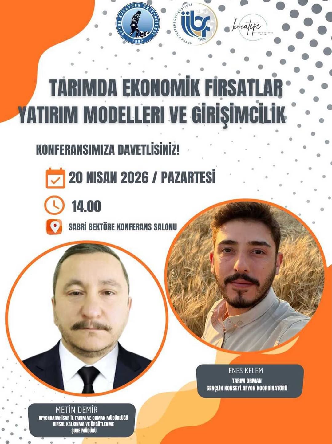 Afyon Kocatepe Üniversitesi Tarım ve Ekonomi Konferansı Düzenliyor