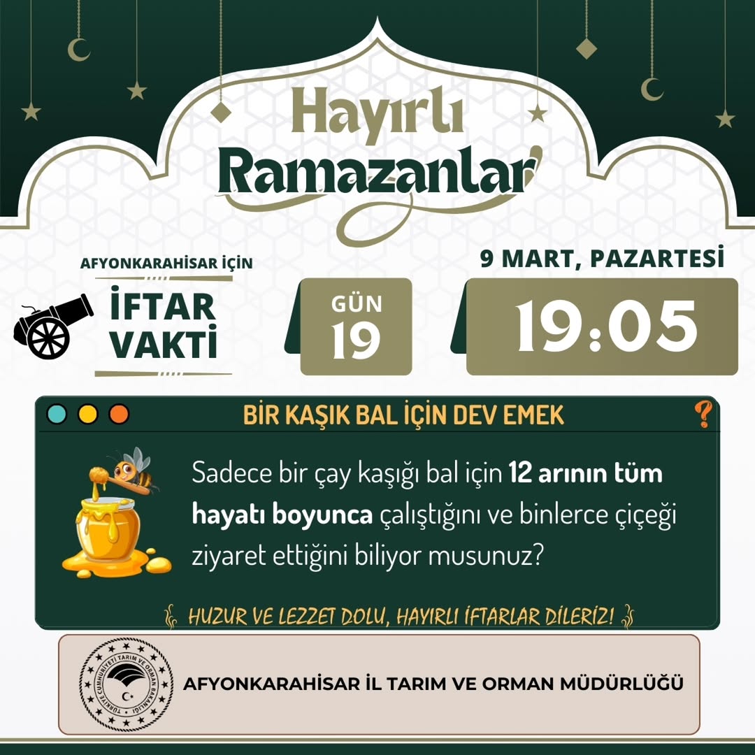 Afyonkarahisar'da Ramazan Ayı Boyunca İftar Vakitleri Açıklandı