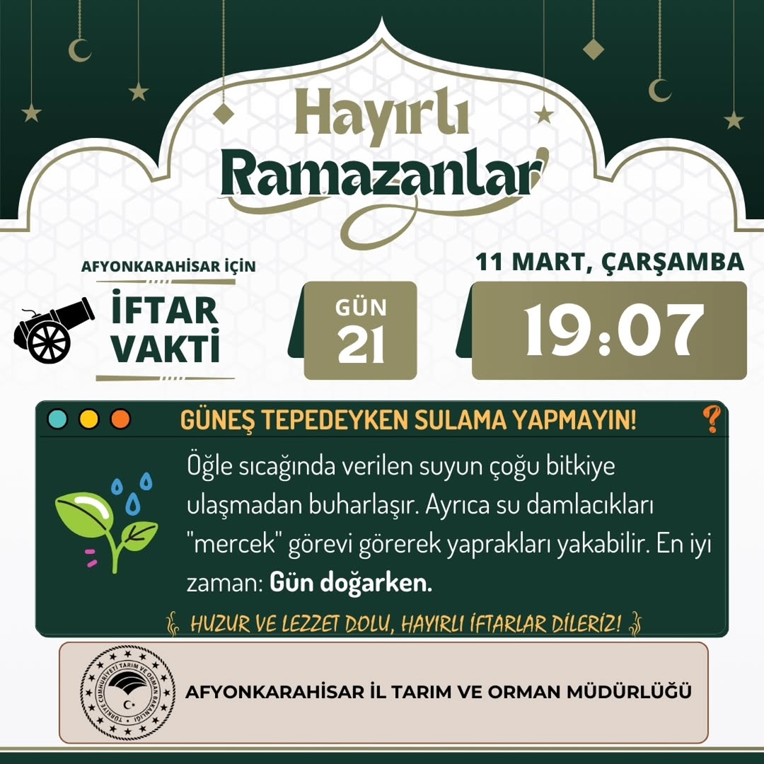 Afyonkarahisar İçin İftar Vakti