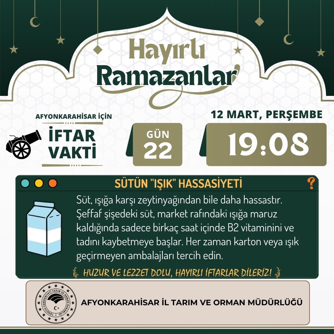 Afyonkarahisar İl Tarım Ve Orman Müdürlüğü'nden İftar Vakti Duyurusu