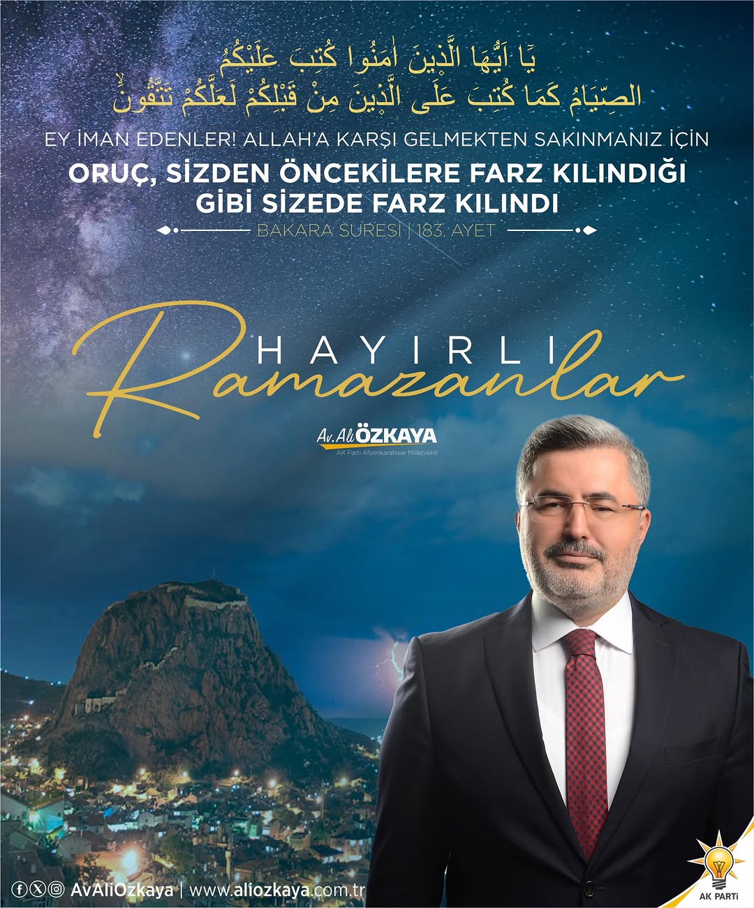 Ak Parti Afyonkarahisar Milletvekili Ali Özkaya: Ramazan-ı Şerif’e kavuşmanın huzurunu milletçe yaşıyoruz