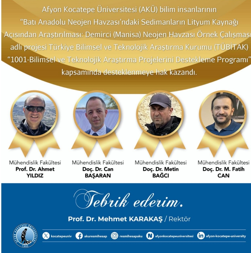 AKÜ Bilim İnsanlarının TÜBİTAK 1001 Proje Başarısı