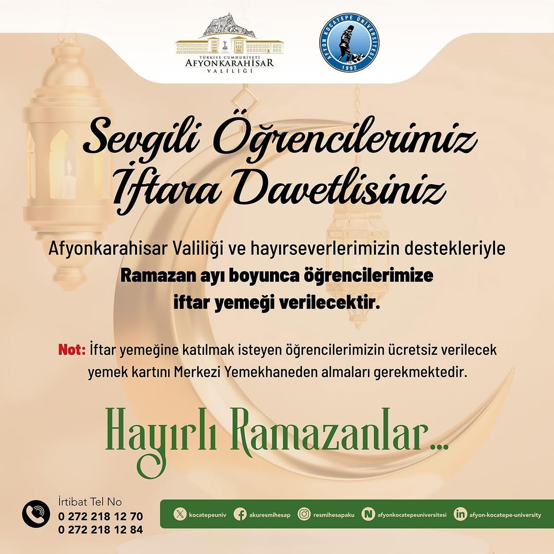 AKÜ Öğrencilerine Ramazan Ayında İftar Geleneği Devam Edecek