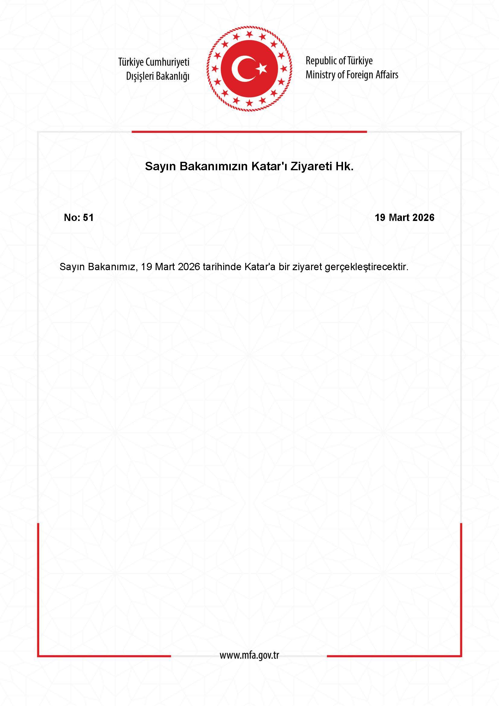 Bakanın Katar Ziyareti