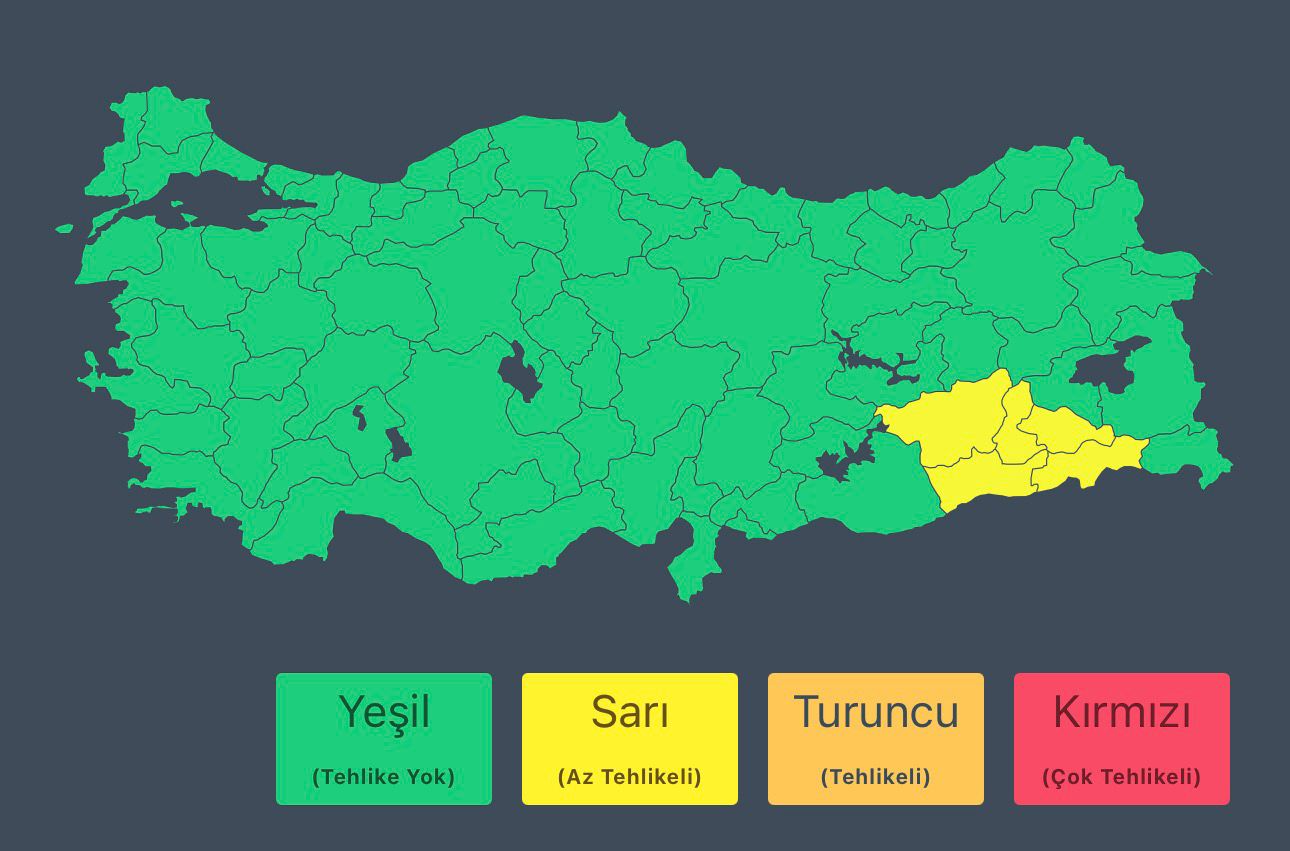 Batman ve çevresinde şiddetli yağış uyarısı
