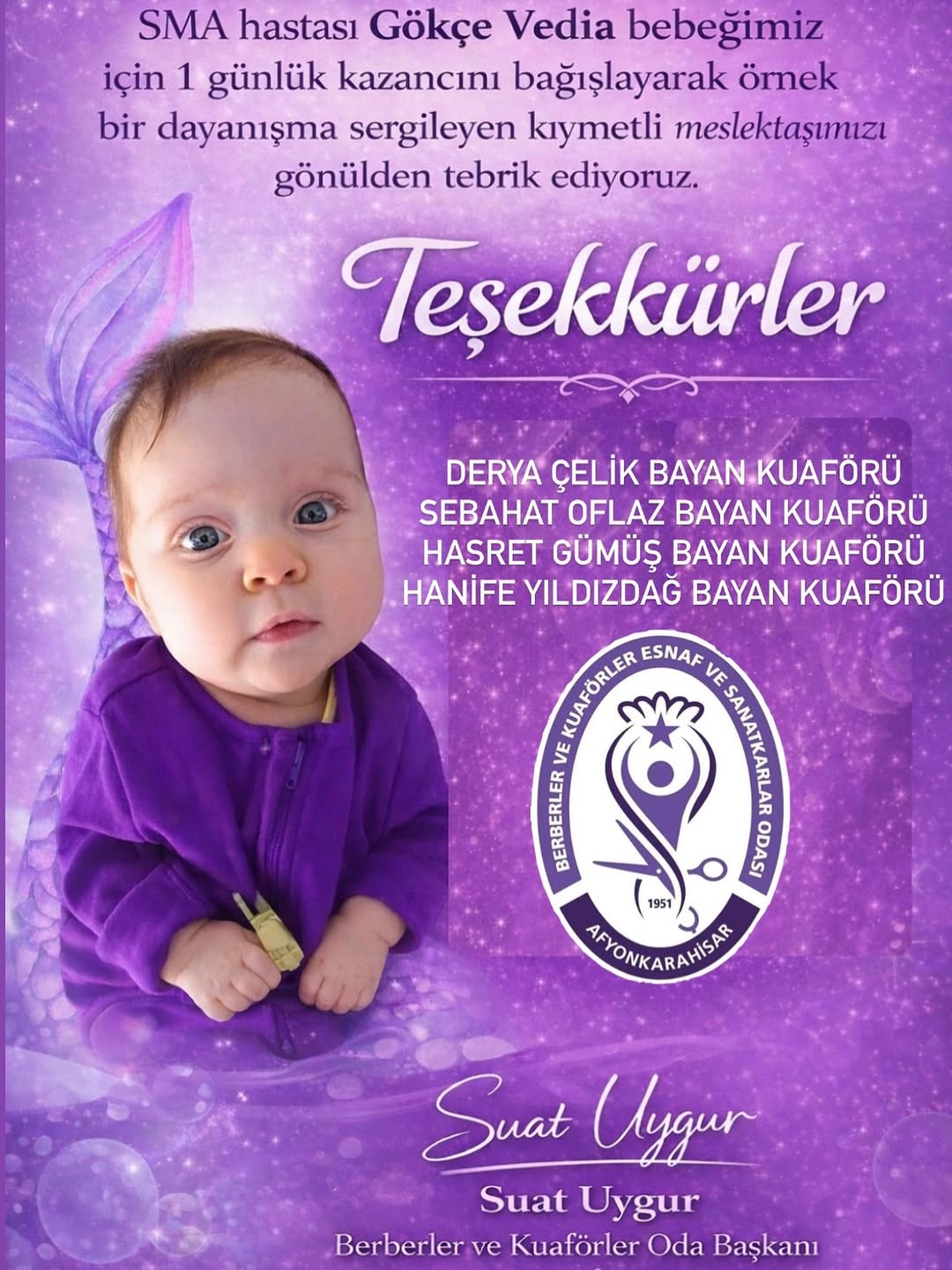 Berberler ve Kuaförlerden Örnek Dayanışma: SMA Hastası Bebeğe Destek