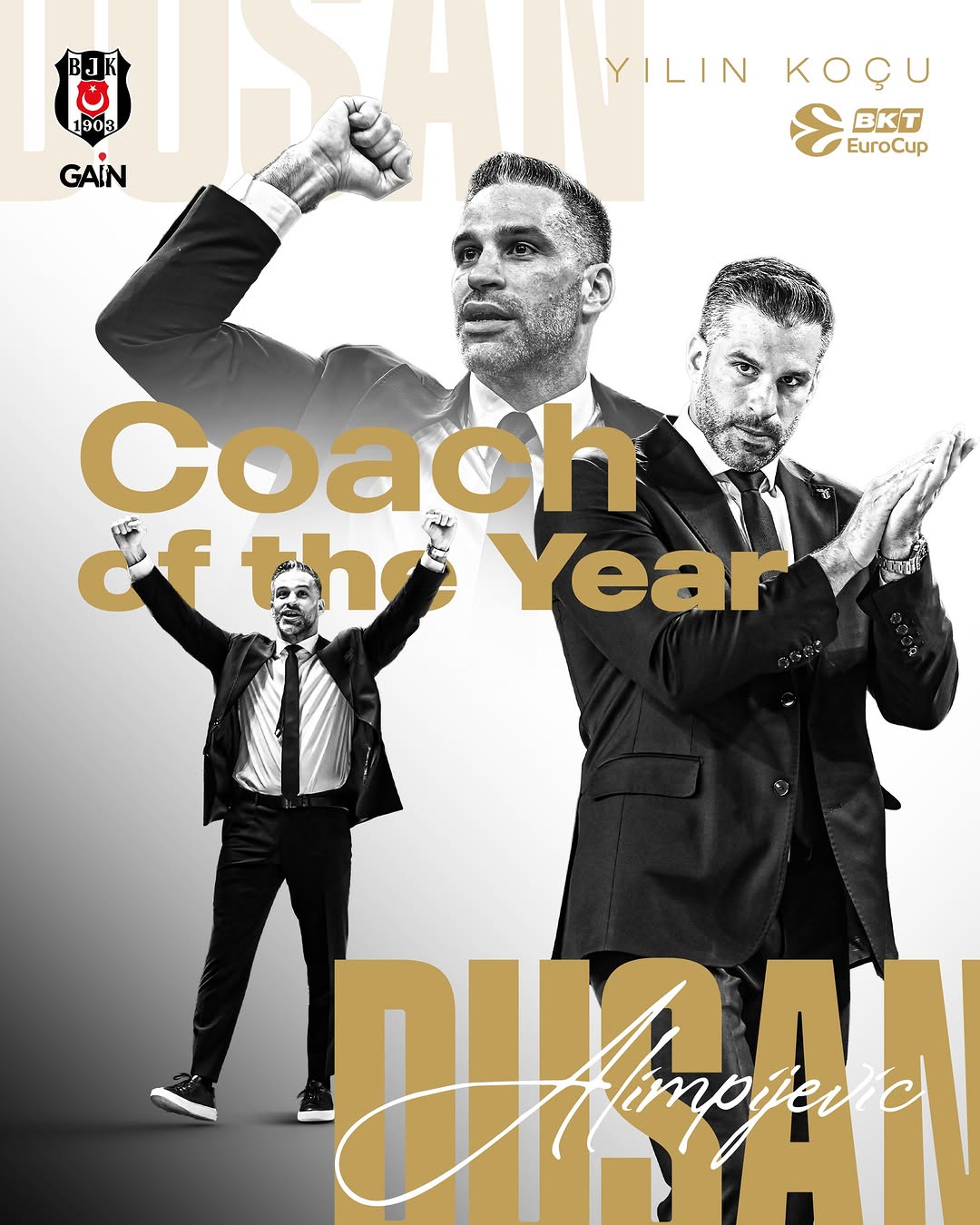 Beşiktaş GAİN Takımının Başantrenörü Dusan Alimpijevic, BKT EuroCup 2025/26 Sezonu'nda Yılın Koçu Ödülü'nü Kazandı