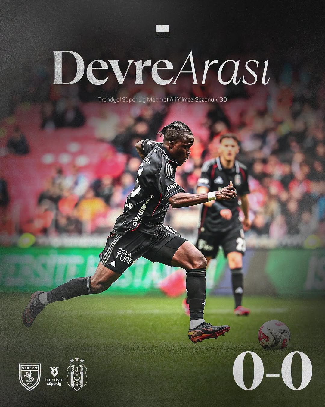 Beşiktaş, Samsunspor maçının ilk yarısını berabere tamamladı