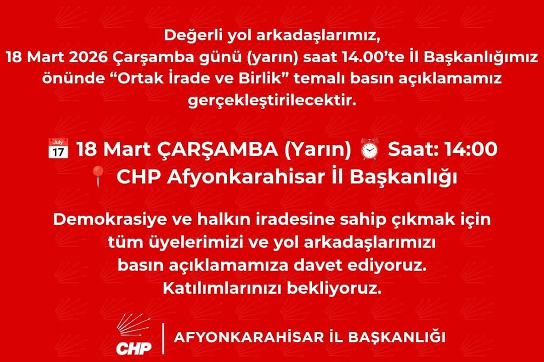 CHP Afyonkarahisar İl Kadın Kolları Basın Açıklaması Daveti