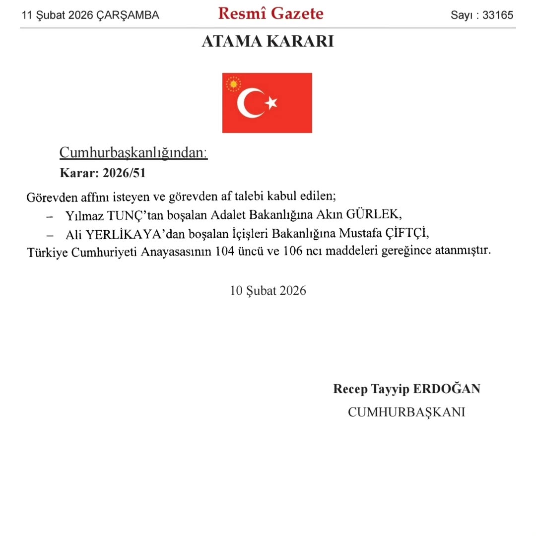 Cumhurbaşkanı Erdoğan'dan Atama ve Teşekkür Mesajı