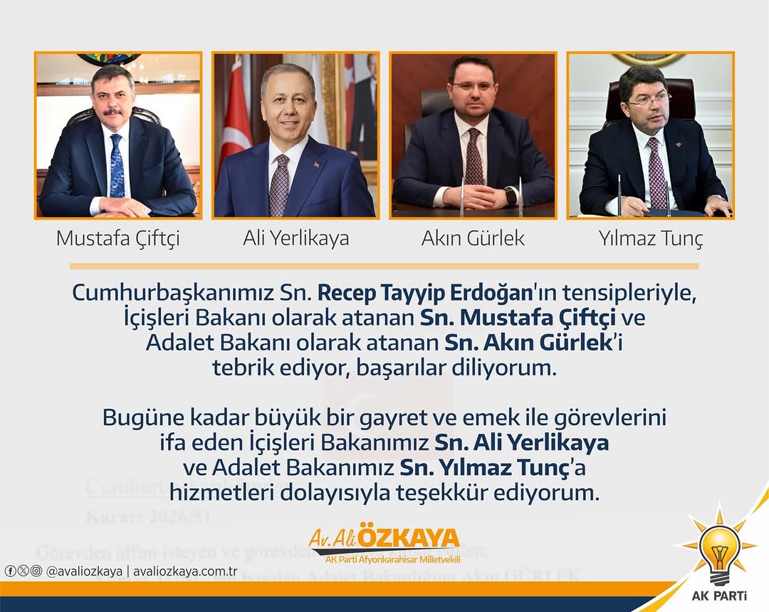 Cumhurbaşkanı Erdoğan'dan İçişleri ve Adalet Bakanlarına Tebrik