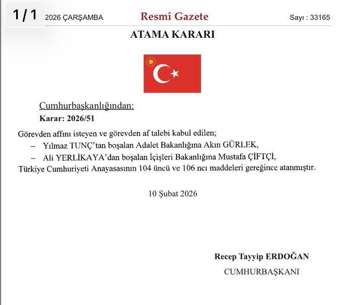 Cumhurbaşkanımızın Tensipleriyle İçişleri ve Adalet Bakanlığı Görevlerine Atamalar Yapıldı