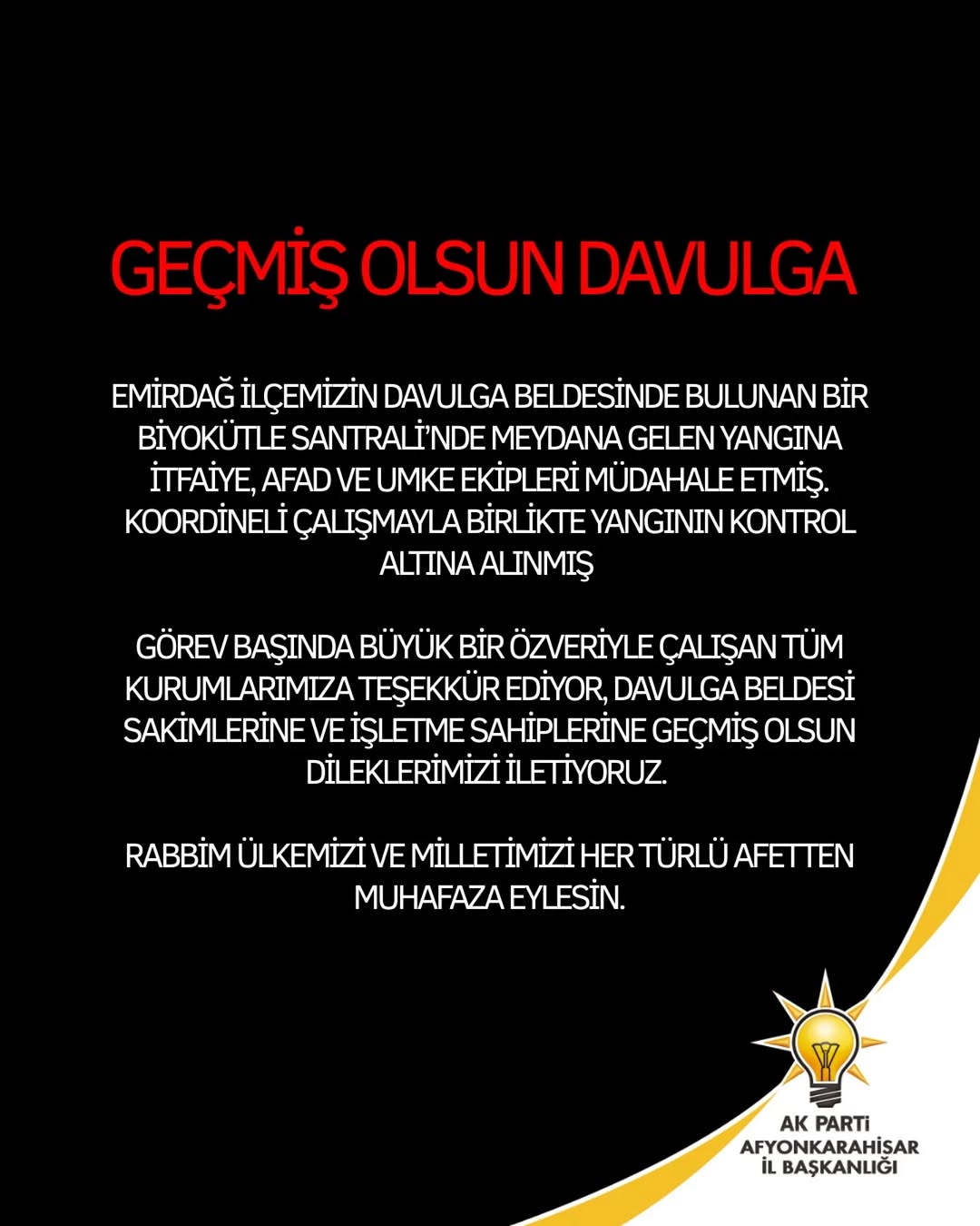 Emirdağ Davulga Beldesi'nde Biyokütle Santralinde Çıkan Yangına Müdahale Edildi