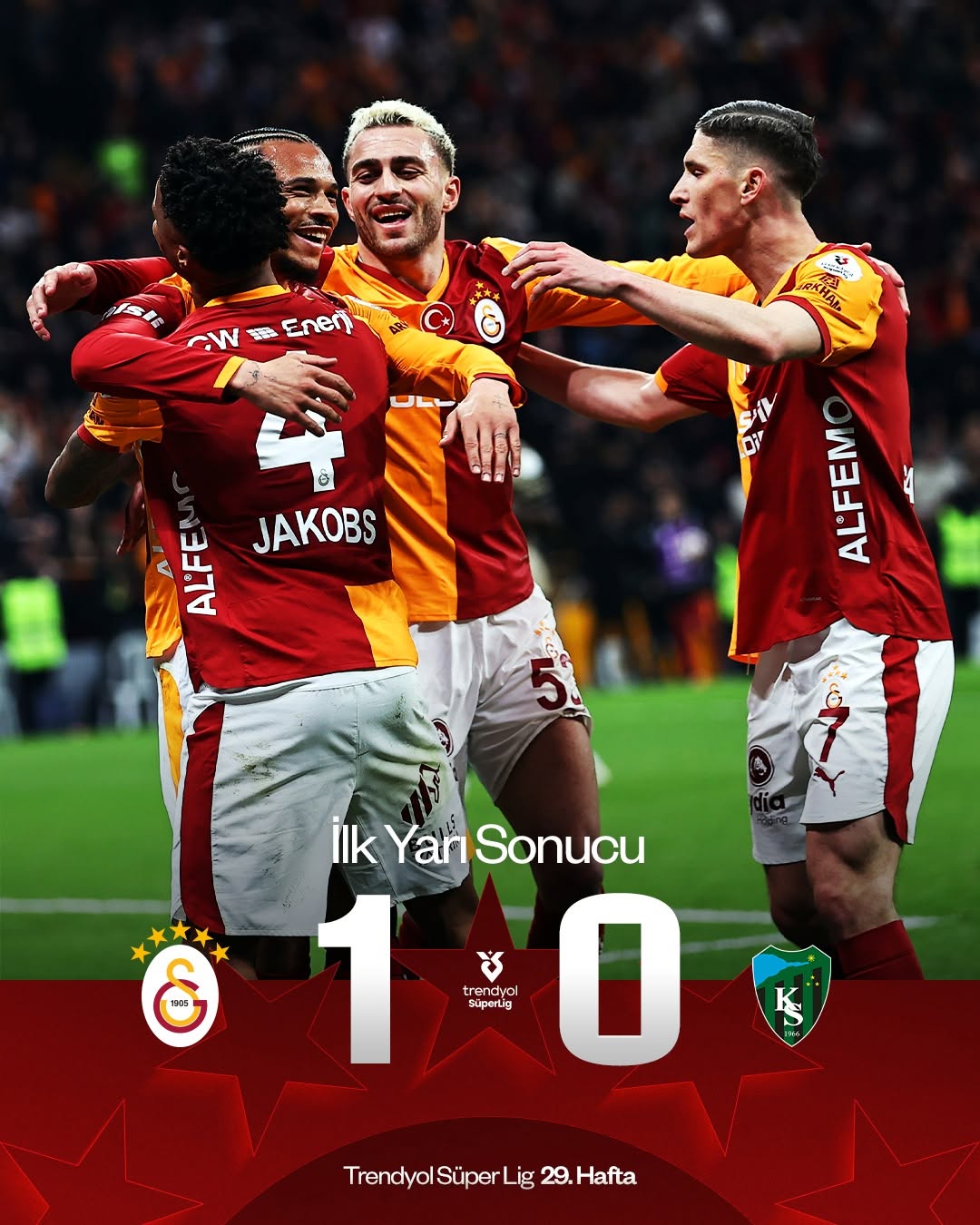 Galatasaray, İlk Yarıda Kocaelispor'u 1-0 Mağlup Etti