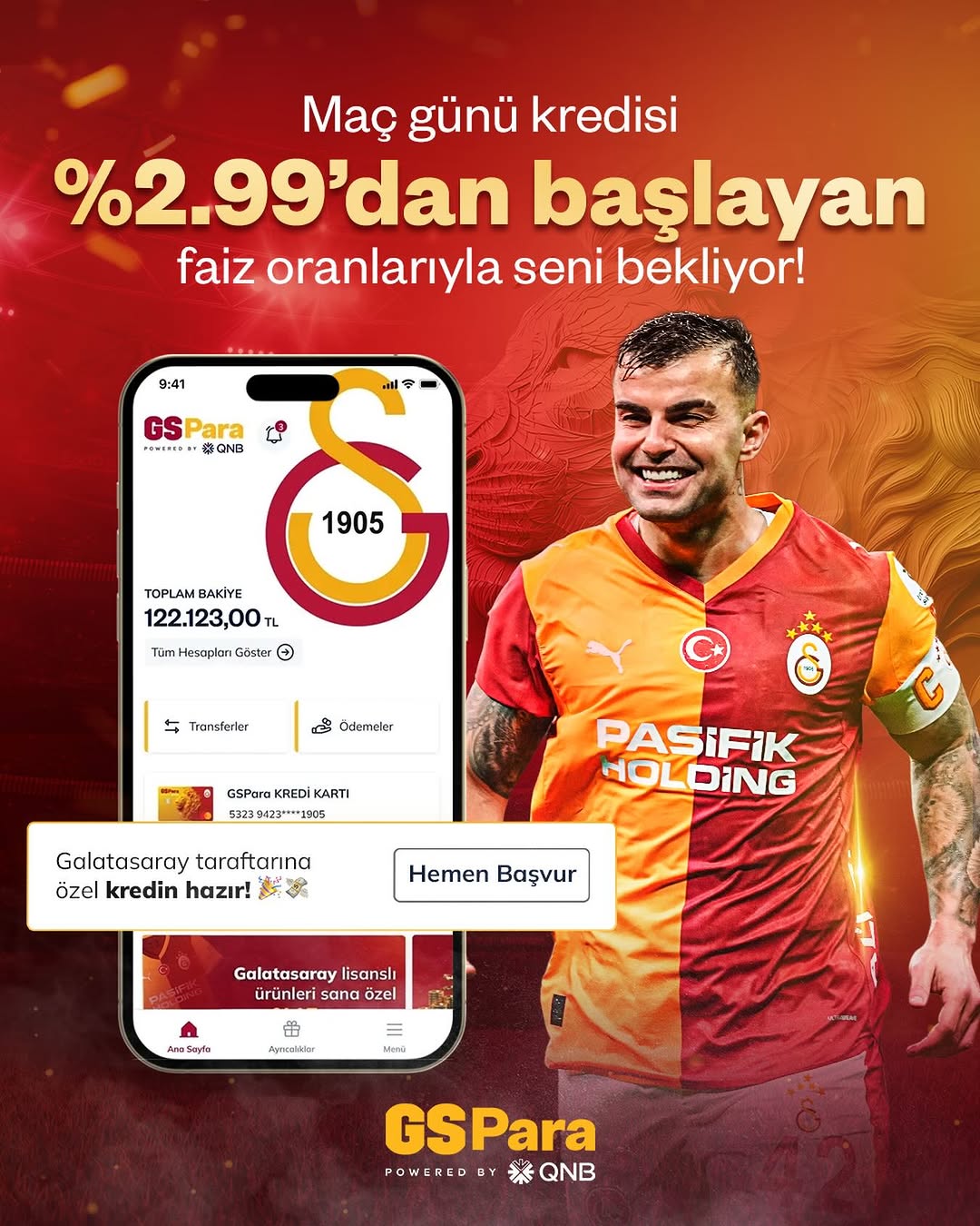 Galatasaray Spor Kulübü Maç Gününe Özel Kredi Fırsatı Sunuyor!