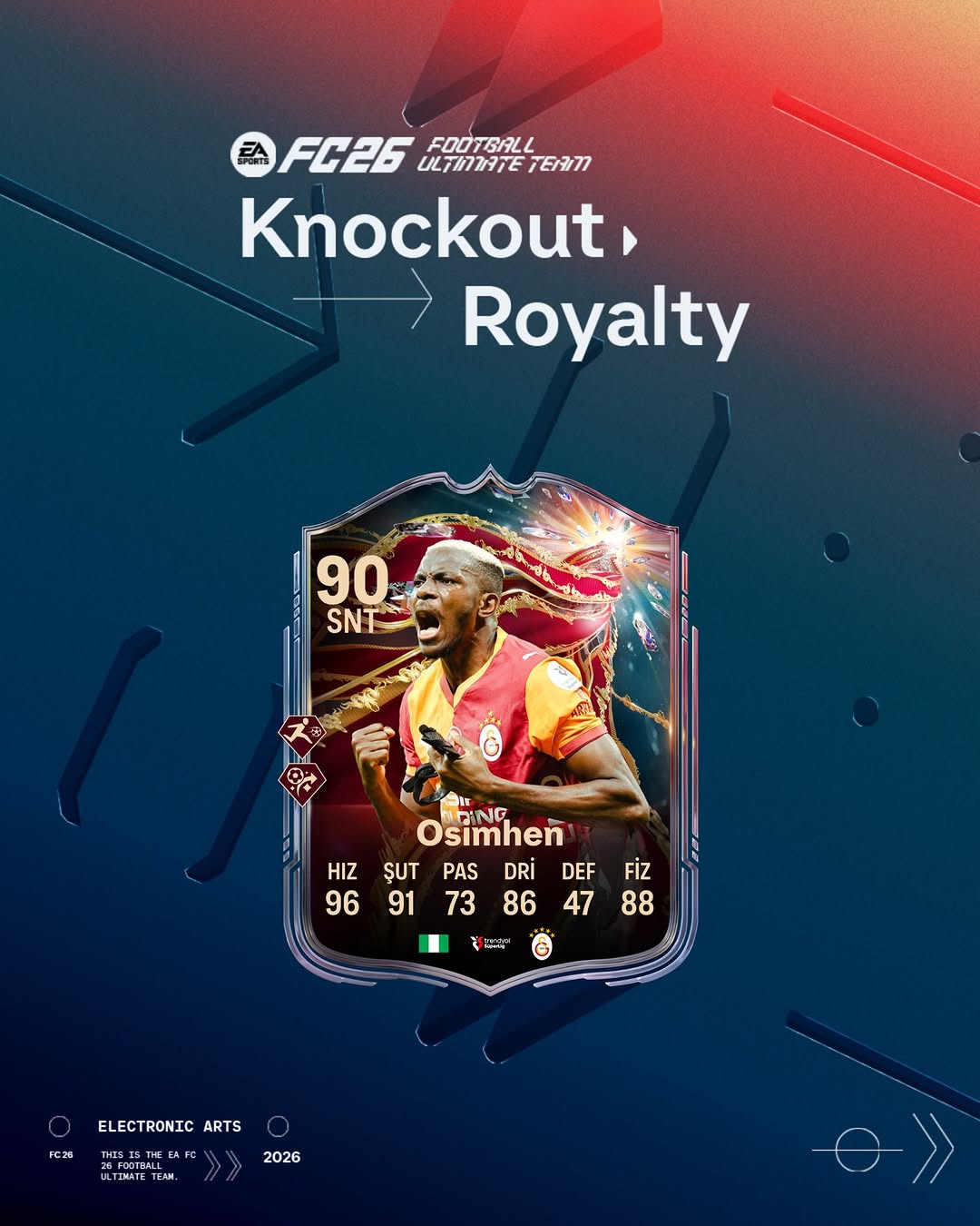 Galatasaray Spor Kulübü, Victor Osimhen'in FC26 Ultimate Team Knockout Royalty'de Yer Aldığını Duyurdu