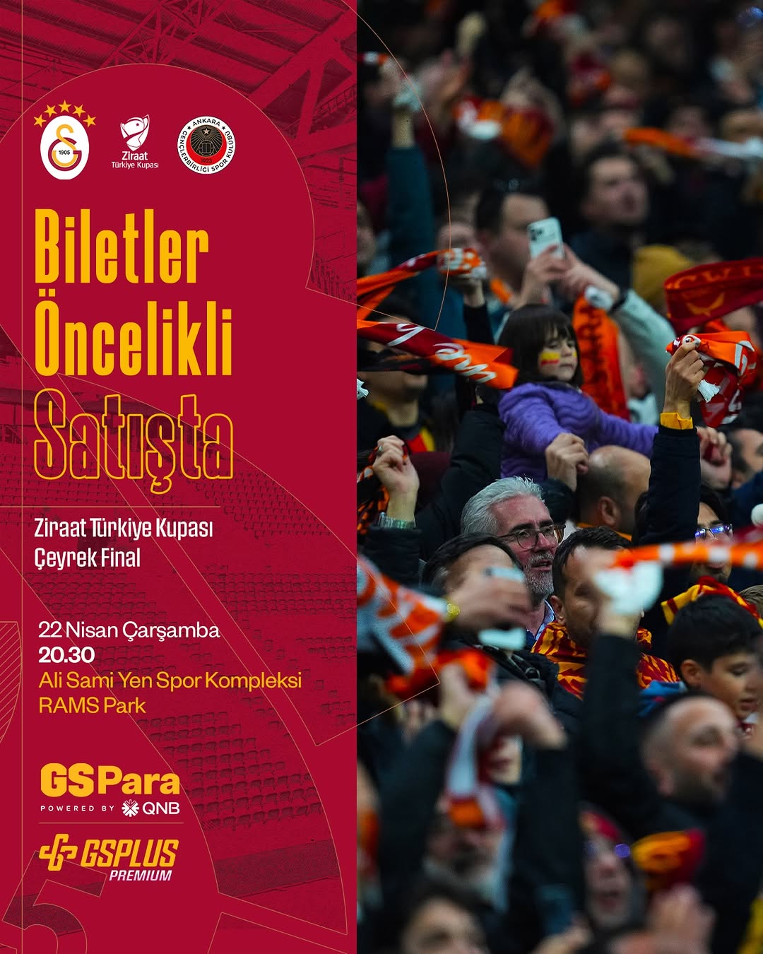 Galatasaray, Ziraat Türkiye Kupası Çeyrek Finali Biletlerini Satışa Çıkardı