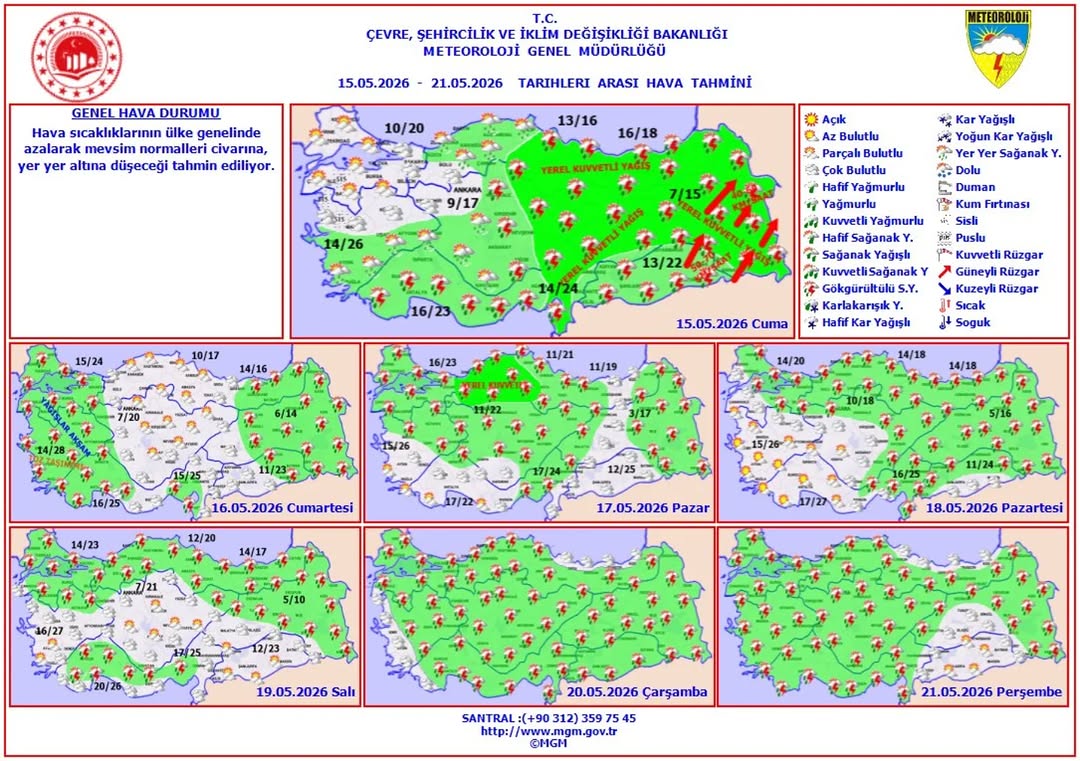 Haftalık Hava Tahmini 15 - 21 Mayıs 2026