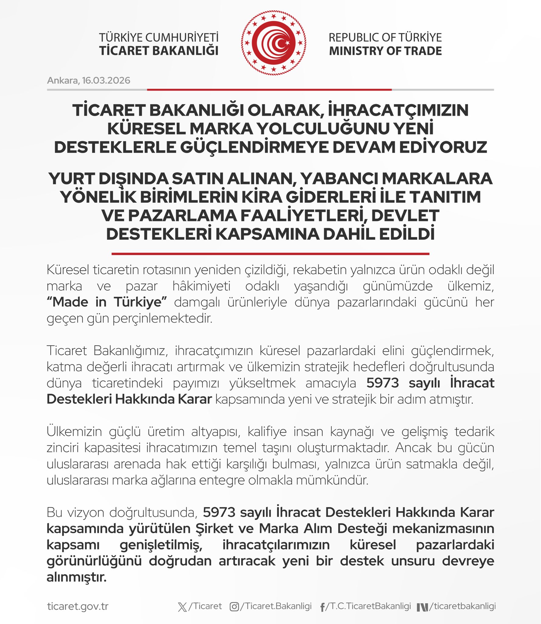 İhracatçılara Yeni Destekler