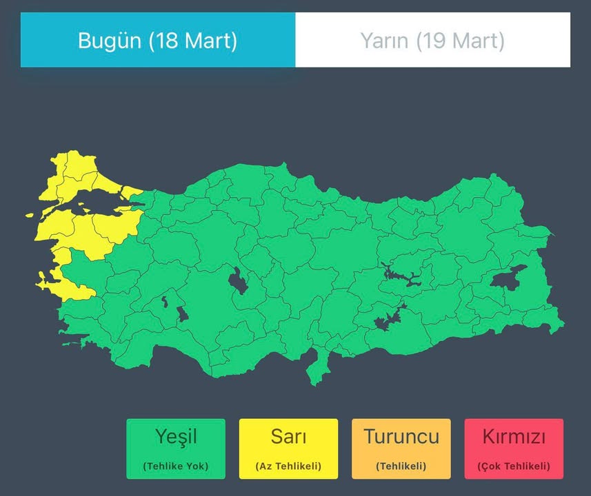 Meteorolojiden Türkiye Cumhuriyeti İçişleri Bakanlığı'nın Paylaşımı: Hava Durumu Uyarısı
