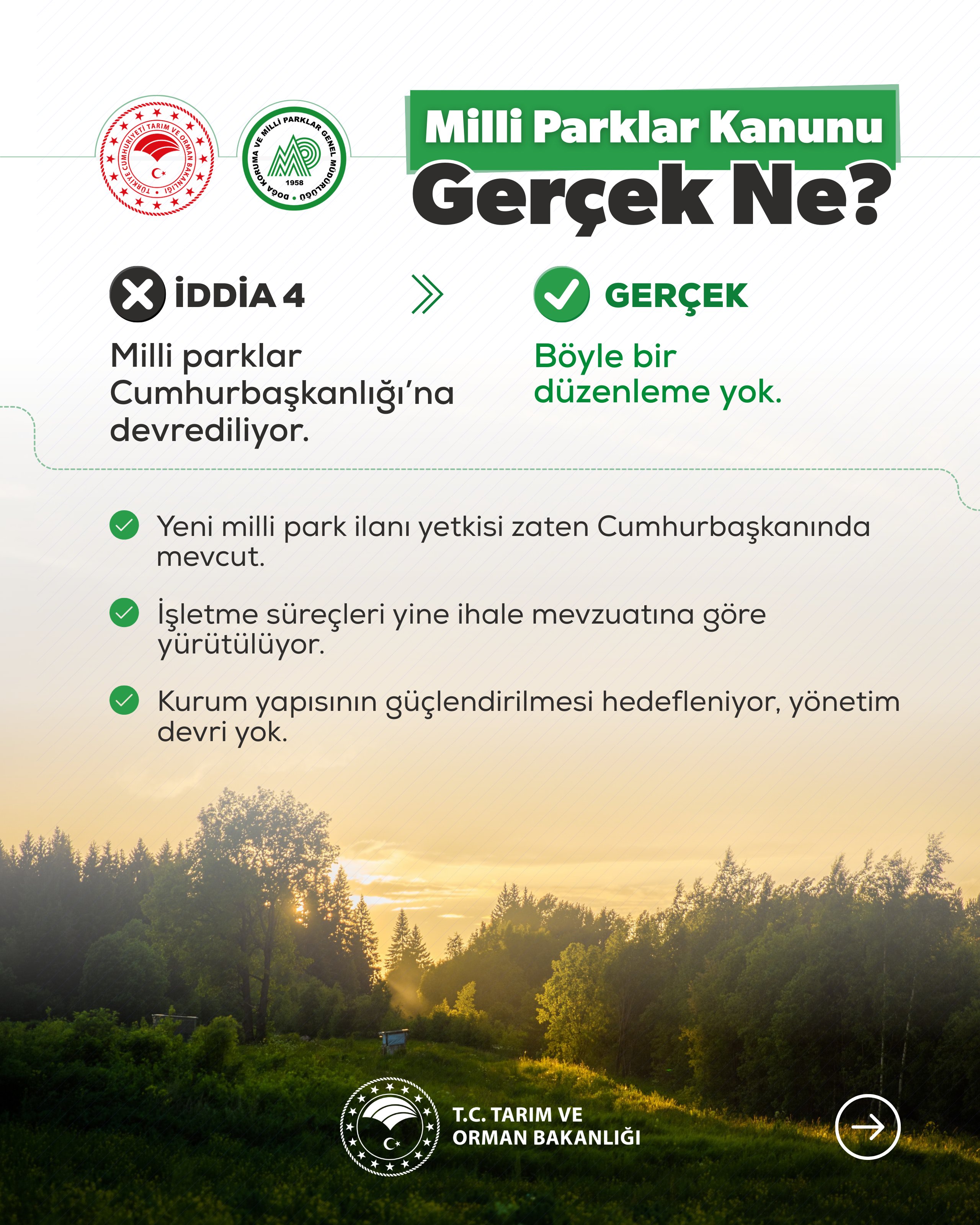 Milli parklar devredilmeyecek