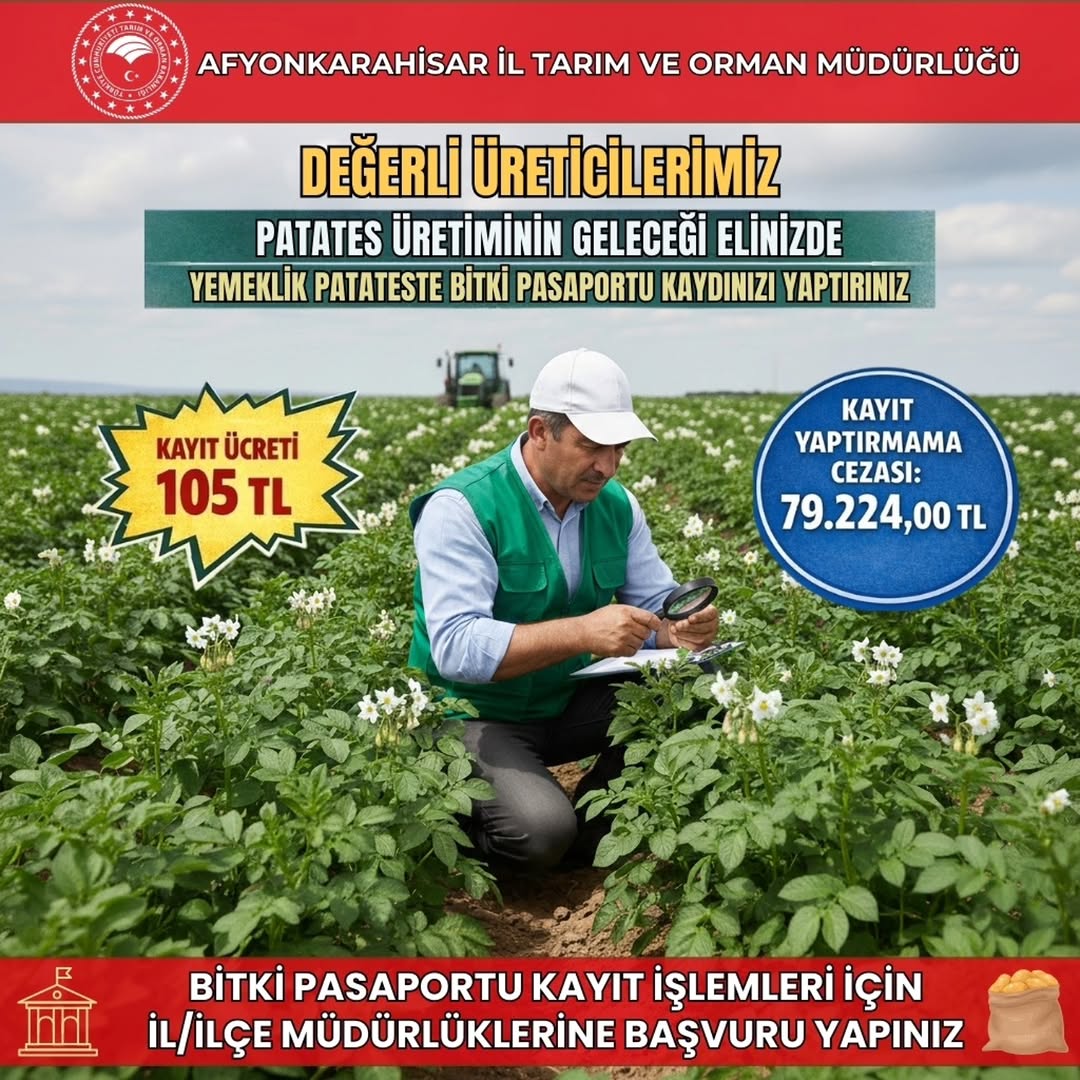 Patates Üreticilerine Önemli Duyuru: Bitki Pasaportu Kaydı Yaptırılması Zorunlu!