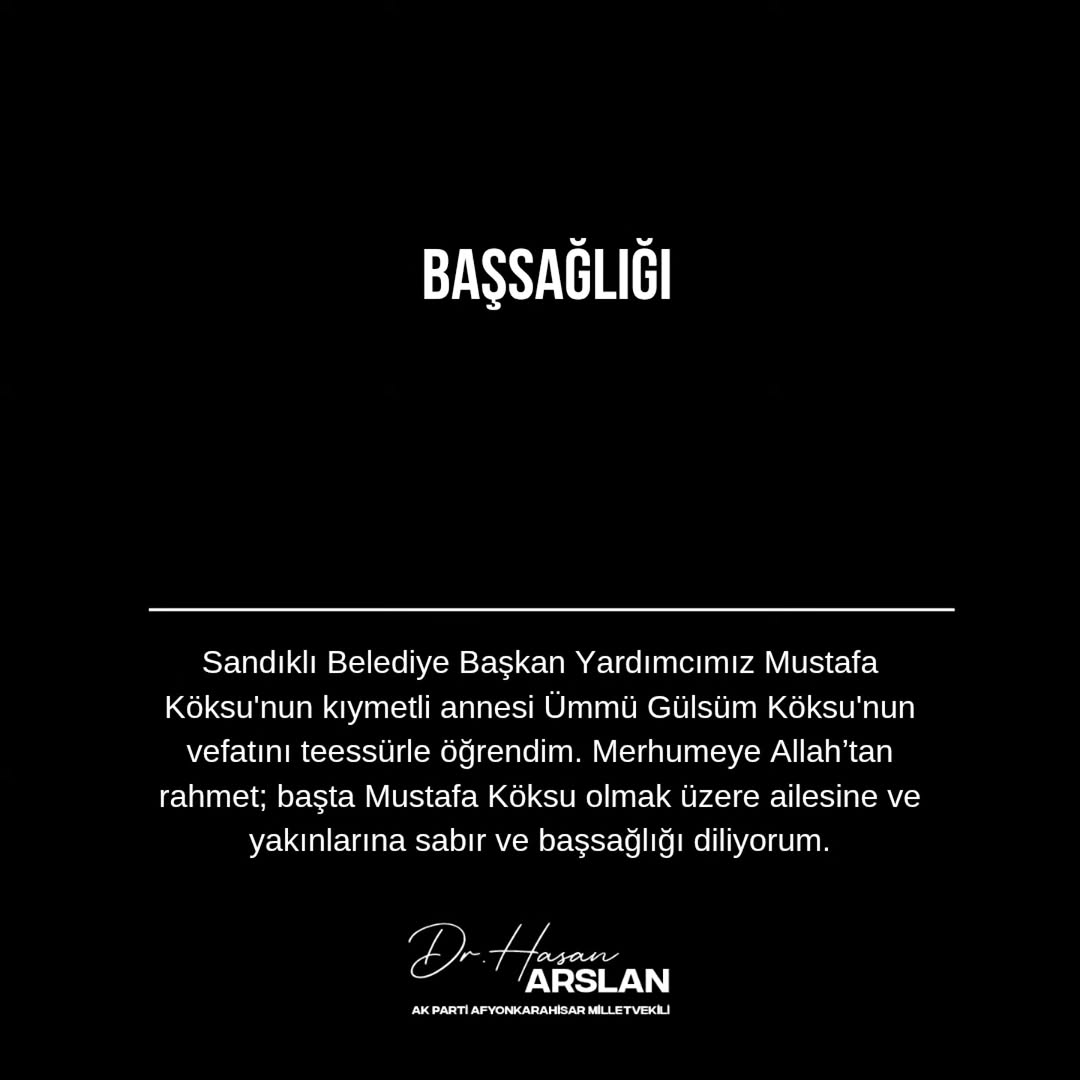 Sandıklı Belediye Başkan Yardımcısının Annenin Vefatıyla İlgili Başsağlığı Mesajı