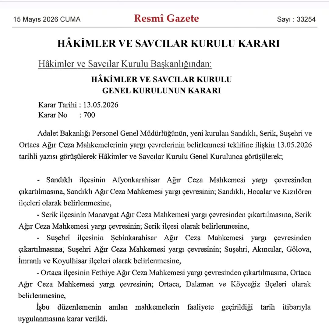 Sandıklı'ya Ağır Ceza Mahkemesi Kuruldu