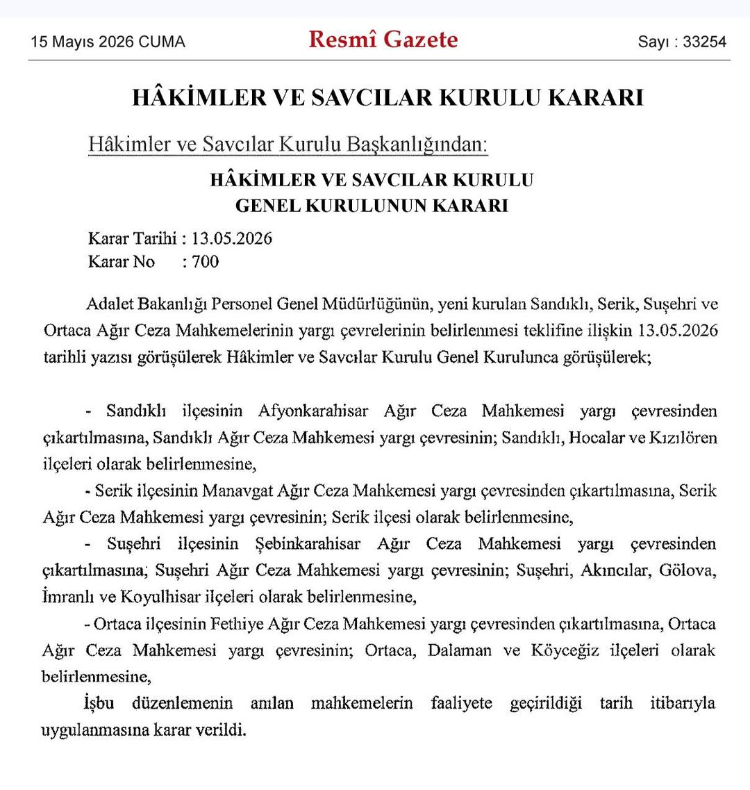 Sandıklı'ya Ağır Ceza Mahkemesi Kuruldu