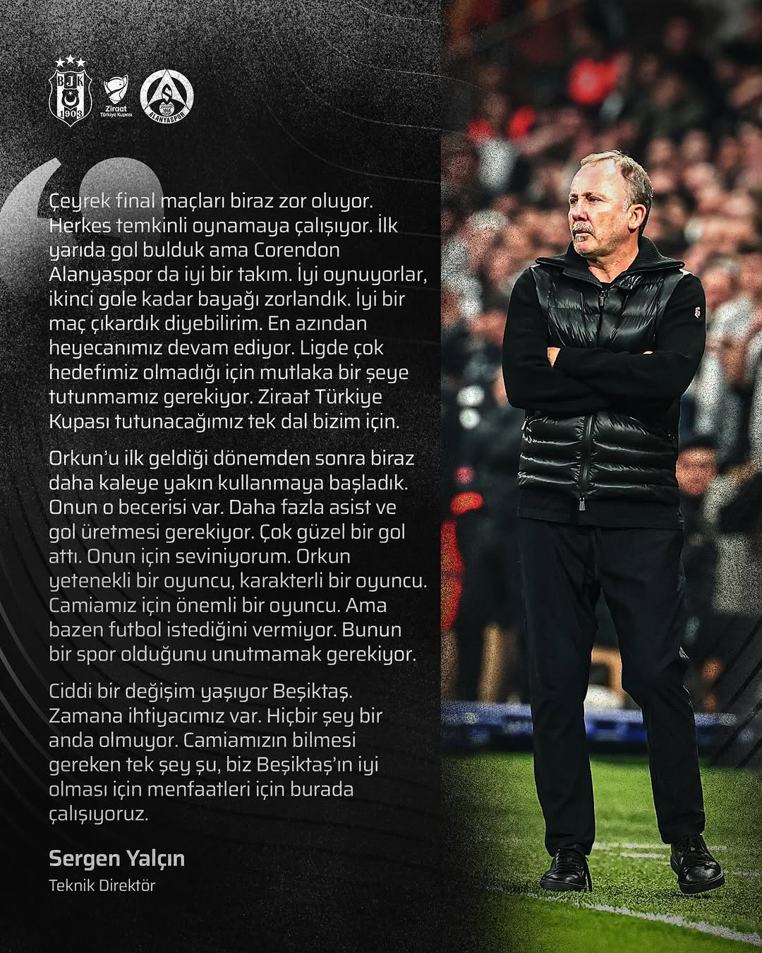 Sergen Yalçın: 'Çeyrek final maçları biraz zor oluyor'