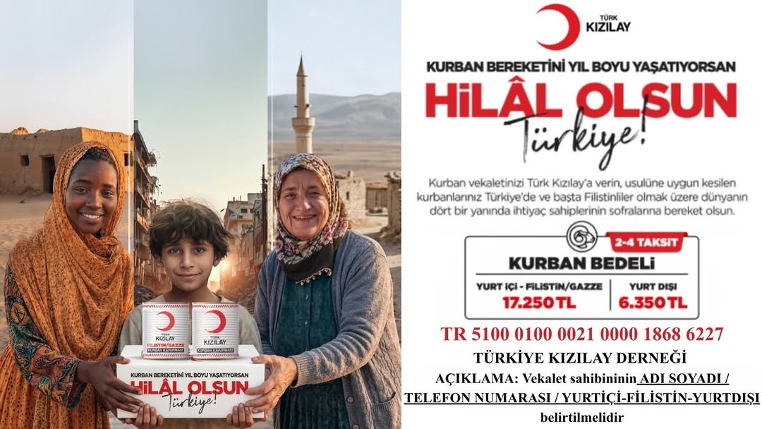 Türkiye Kızılay Derneği'nin 2026 Yılı Vekâletle Kurban Bağış Bedeli Açıklandı