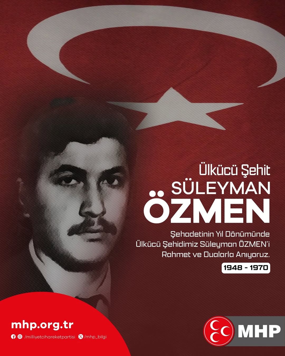 Ülkücü Şehidimiz Süleyman Özmen'İn Şehadet Yıl Dönümünde Anma Mesajı