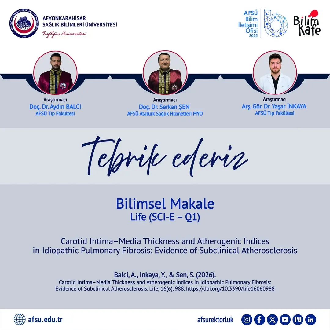 AFSÜ Akademisyenlerinden Yüksek Etki Değeri Olan Bilimsel Makale