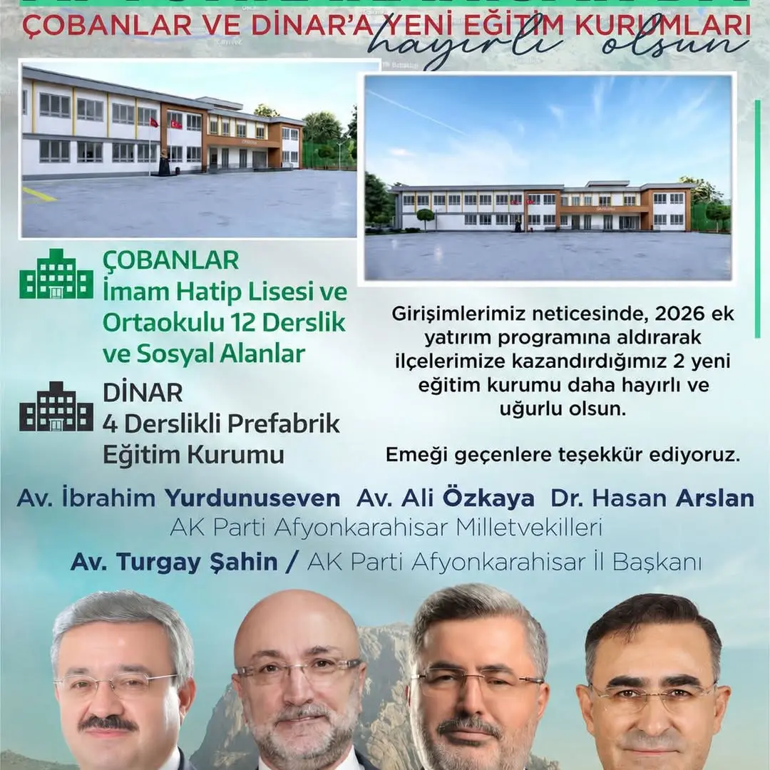 Afyonkarahisar'a 2 Yeni Eğitim Kurumu Kazandırıldı
