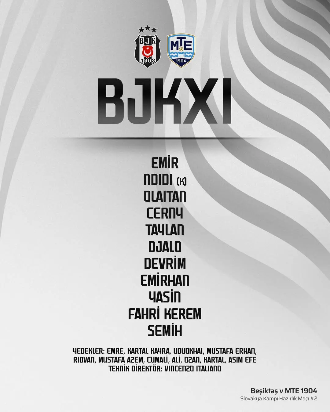 Beşiktaş'ın MTE 1904 Hazırlık Maçı İlk 11'i Belli Oldu