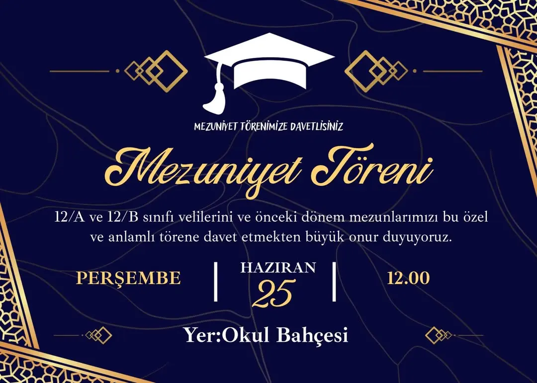Döğer Anadolu Lisesi Mezuniyet Törenine Tüm Dostlarını Davet Ediyor ????