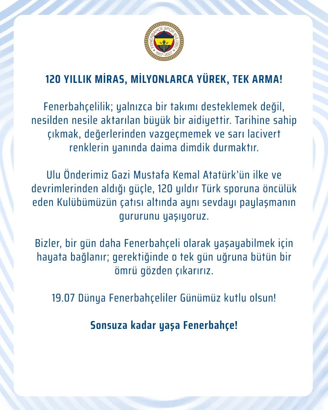Fenerbahçe Spor Kulübü'nden 120. Yıl Kutlaması