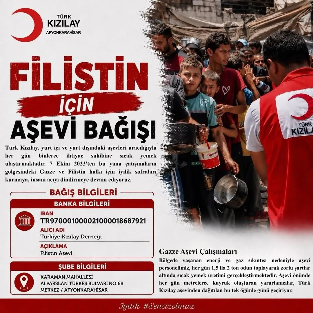 Filistin İçin El Ele, Afyonkarahisar Kızılay'dan Destek Kampanyası