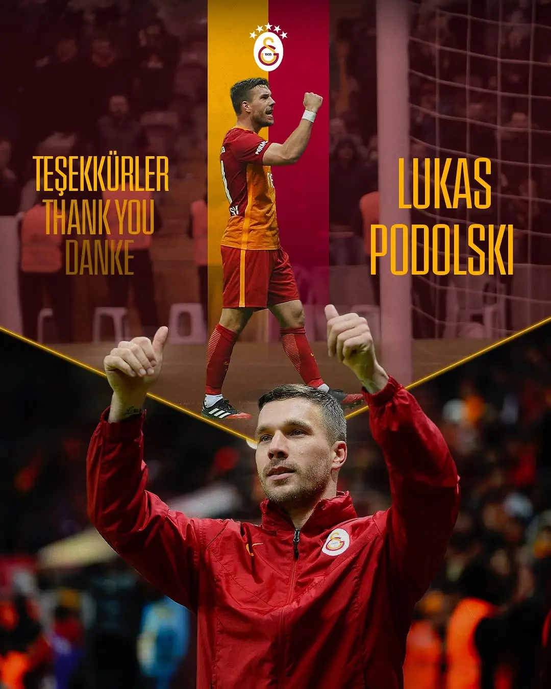 Galatasaray'dan Lukas Podolski'ye Veda Mesajı: Teşekkürler!
