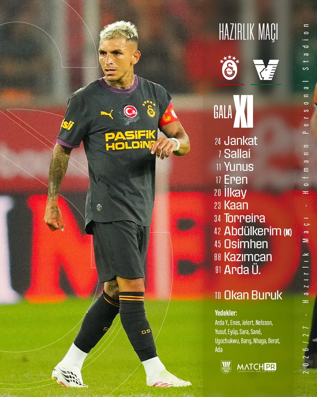 Galatasaray'ın Venezia FC Karşısında İlk 11'i ve Yedekleri Belli Oldu!