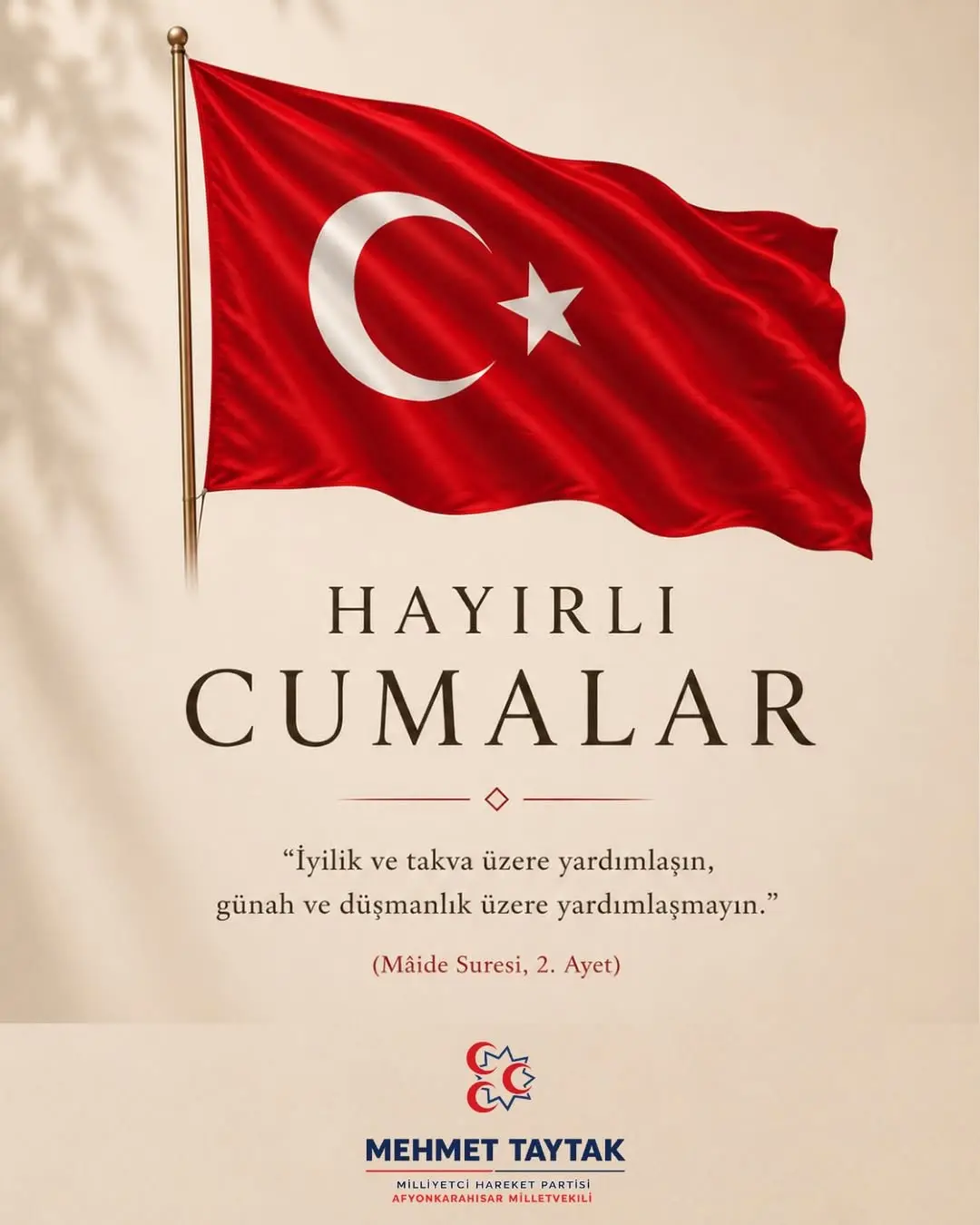 Mhp Afyonkarahisar Milletvekili Mehmet Taytak'tan Hayırlı Cumalar Paylaşımı