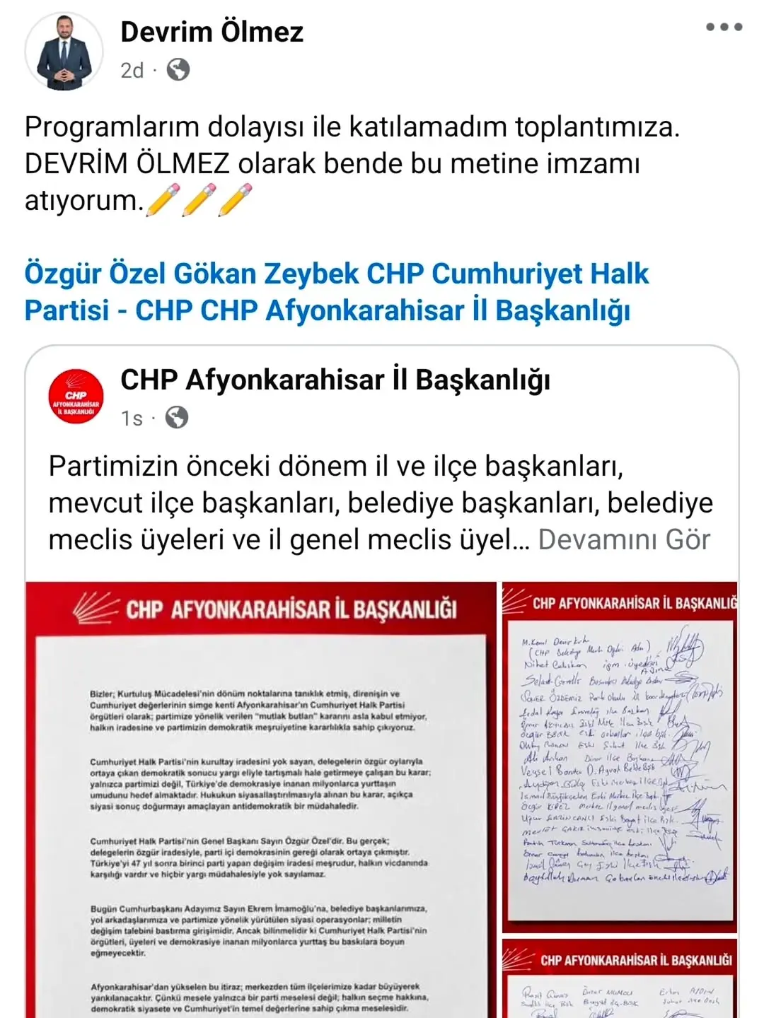 YeşilÇiftlik Belediye Başkanı Devrim Ölmez'den Toplantıya Katılamama Açıklaması
